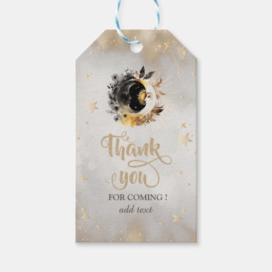 Hemelse Gouden Sterren Manen Bloemen Cadeaulabel (Voorkant)