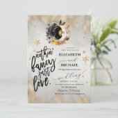 Hemelse Gouden Sterren Manen Bloemen Kaart (Staand voorkant)