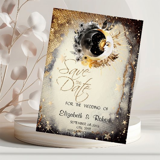 Hemelse Gouden Sterren Manen Donker Save The Date