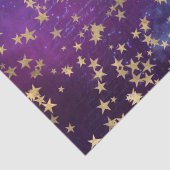 Hemelse Gouden Sterren op Paarse Galaxy Achtergron Tissuepapier (Detail)