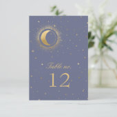 hemelse gouden sterren trouwlijstnummer RSVP kaartje (Staand voorkant)