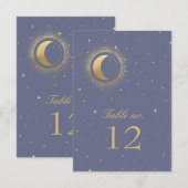 hemelse gouden sterren trouwlijstnummer RSVP kaartje (Voorkant / Achterkant)