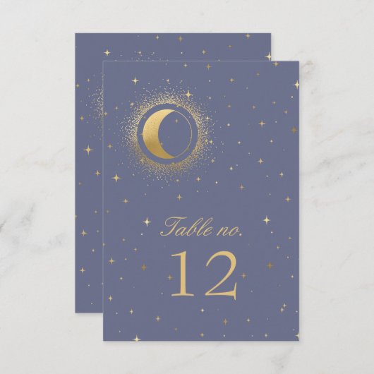 hemelse gouden sterren trouwlijstnummer RSVP kaartje (Voorkant / Achterkant)