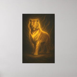 Hemelse Gouden Tijger – Goddelijk Vuur Aura Kunst  Canvas Afdruk