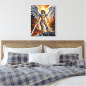 Hemelse Gouden Voorhoede Aartsengel Michael Canvas Afdruk (Insitu (Slaapkamer))
