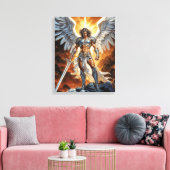 Hemelse Gouden Voorhoede Aartsengel Michael Canvas Afdruk (Insitu (Woonkamer))