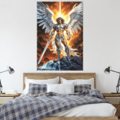 Hemelse Gouden Voorhoede Aartsengel Michael Canvas Afdruk (Insitu (Slaapkamer))