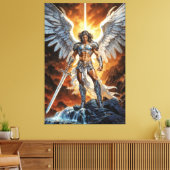 Hemelse Gouden Voorhoede Aartsengel Michael Canvas Afdruk (Insitu (Woonkamer))
