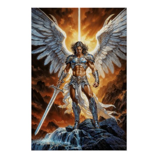 Hemelse Gouden Voorhoede Aartsengel Michael Perfect Poster (Voorkant)