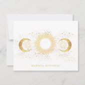 Hemelse Gouden Witte Zon Maan Notitiekaartje (Voorkant)