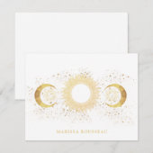 Hemelse Gouden Witte Zon Maan Notitiekaartje (Voorkant / Achterkant)