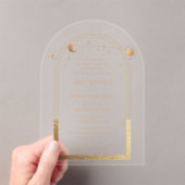 Hemelse Gouden Zon Astronomie bruiloft Acryl Uitnodigingen (Insitu (Draagbaar))