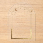 Hemelse Gouden Zon Astronomie bruiloft Acryl Uitnodigingen (Voorkant)