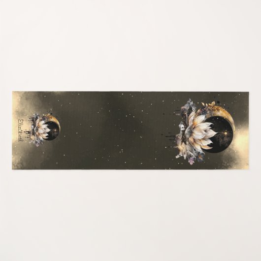 Hemelse Gouden Zon, Maan Lotus Nachtlucht Yogamat (Voorkant (horizontaal))