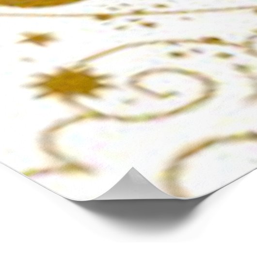 hemelse gouden zon & maan op wit poster (Hoek)