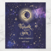 Hemelse Gouden Zon, Maan, Sterren Paarse Wijn Etiket (Enkel label)