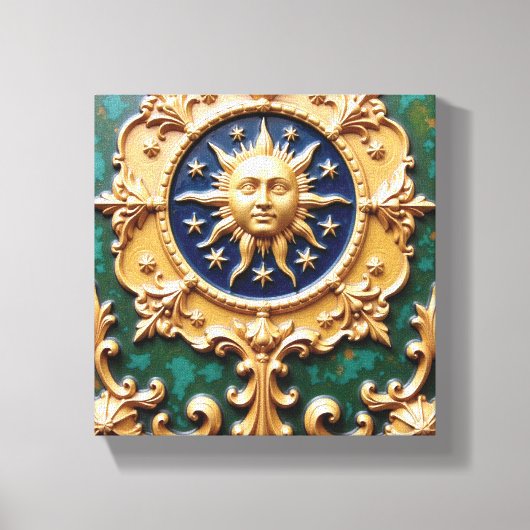 Hemelse Gouden Zon Plaque Canvas Afdruk (Voorkant)