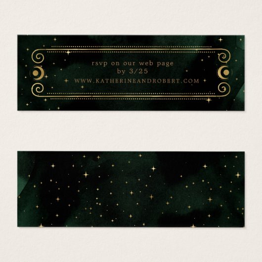 hemelse groene gouden bruiloft Website Mini Visitekaartjes (Voorkant /achterkant)