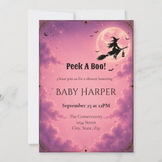 Hemelse Halloween Baby Shower Uitnodiging | Roze