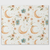 Hemelse Halve Maan Bloemrijk Goud Glitter Cadeaupapier (Vlak)