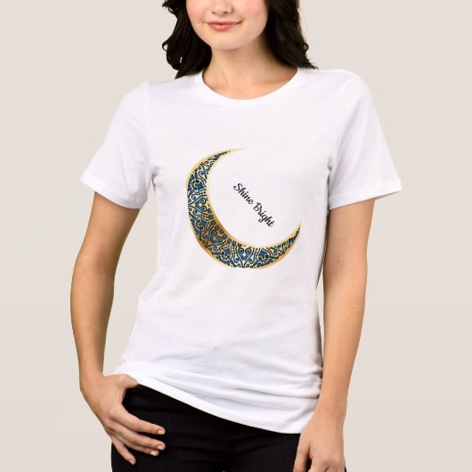 Hemelse Halve Maan Mandala Grafiek Tri-Blend Shirt (Voorkant)