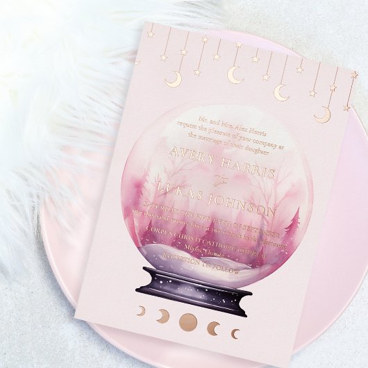 Hemelse Halve Maan Sterren Huwelijk Folie Uitnodiging