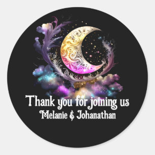 Hemelse halvemaan nachthemel sterren chic ronde sticker