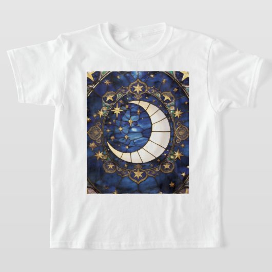 Hemelse Halvemaan Versierd Gebrandschilderd Maan T-shirt (Laagn)