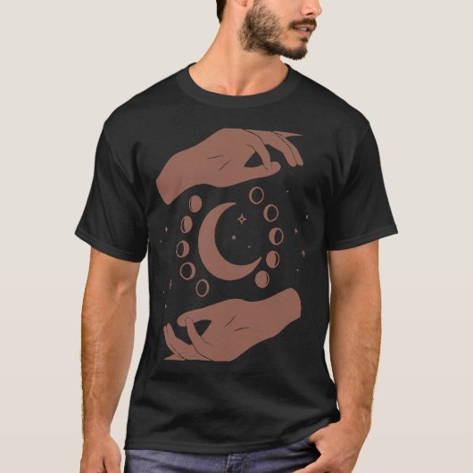Hemelse Handen Zon en Maan Fase Mystic Han T-shirt (Voorkant)
