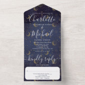 Hemelse handtekening script trouwkaart all in one uitnodiging (Binnen)