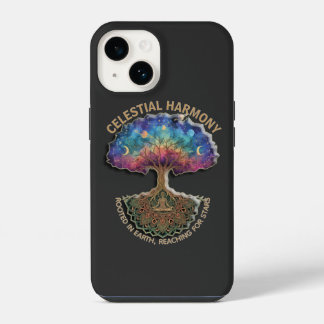 Hemelse Harmonie Boom | Cosmische Meditatie Mandal iPhone 14 Hoesje