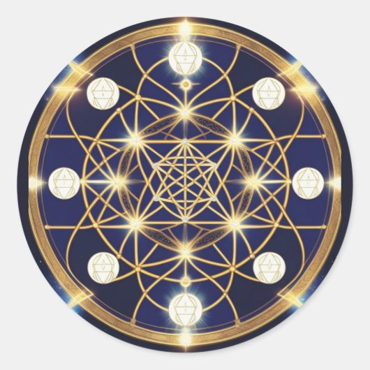 Hemelse Harmonie – Het Licht Binnen het Raster Ronde Sticker (Voorkant)
