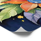 Hemelse Harmonie: Maan-gezicht Zon & Bloemenplein Poster (Hoek)