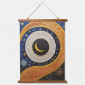 Hemelse Harmonie Mozaïek Zon Maan Sterren Hangend Wandkleed (Voorkant)