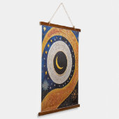 Hemelse Harmonie Mozaïek Zon Maan Sterren Hangend Wandkleed (Gebogen)