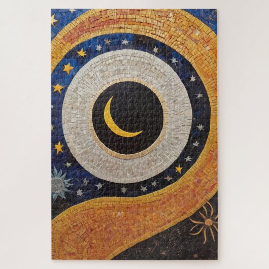 Hemelse Harmonie Mozaïek Zon Maan Sterren Legpuzzel (Verticaal)