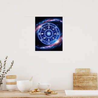 Hemelse Harmonie Zodiac Mandala | kosmische wandku Poster