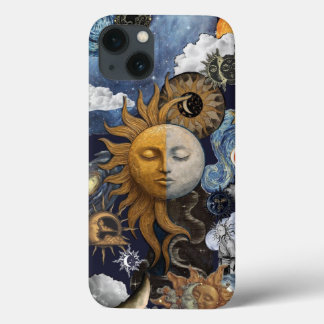 Hemelse Harmonie: Zon en Maan Vintage Collage Case-Mate iPhone Case