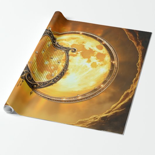 Hemelse Harp van de Gouden Maan Cadeaupapier (Uitgerold)