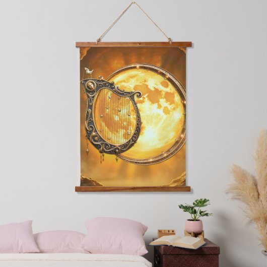 Hemelse Harp van de Gouden Maan Hangend Wandkleed (Slaapkamer)