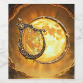 Hemelse Harp van de Gouden Maan Wijn Etiket (Enkel label)