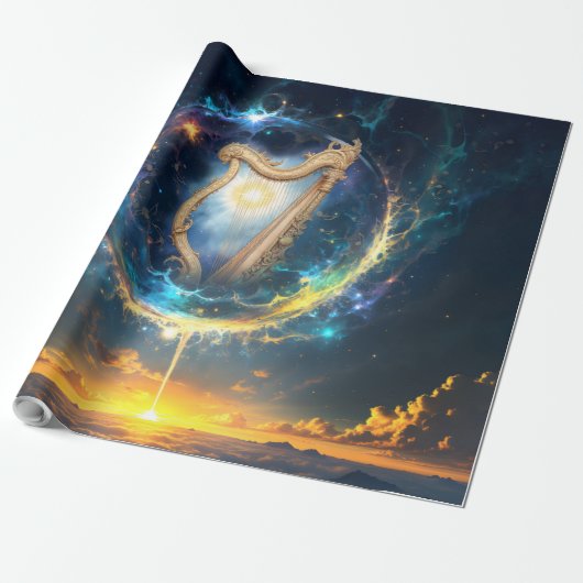 Hemelse Harp van de Maan Gebonden Hemel.  Cadeaupapier (Uitgerold)