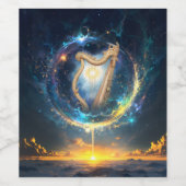 Hemelse Harp van de Maan Gebonden Hemel.  Wijn Etiket (Enkel label)