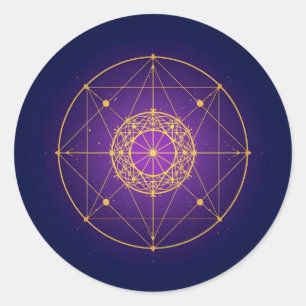 Hemelse Heilige Mandala – Mystieke Geometrie Ronde Sticker