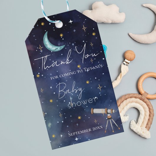 Hemelse hemel maan & sterren babyshower bedankt cadeaulabel