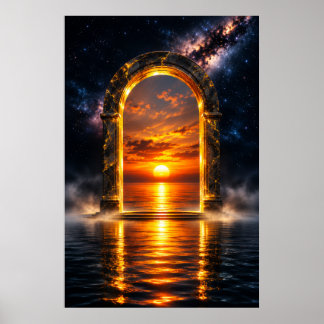 Hemelse Hemelboog - Gouden Zonsondergangspoort Poster