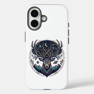 Hemelse Herten Maan & Ster Kunst Hert iPhone 16 Hoesje
