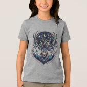 Hemelse Herten Maan & Ster Kunst Hert Tri-Blend Shirt (Voorkant)