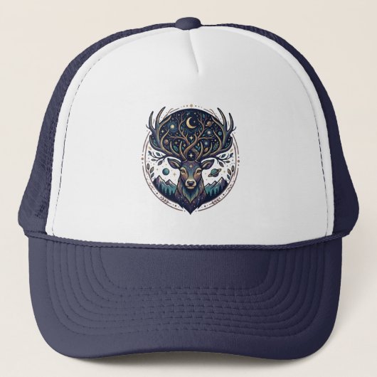 Hemelse Herten Maan & Ster Kunst Hert Trucker Pet (Voorkant)