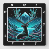 Hemelse Hertmaanlicht Vierkante Klok (Voorkant)